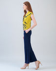 Crossover Faux Wrap Top - Track Line-Yellow - Final Sale!