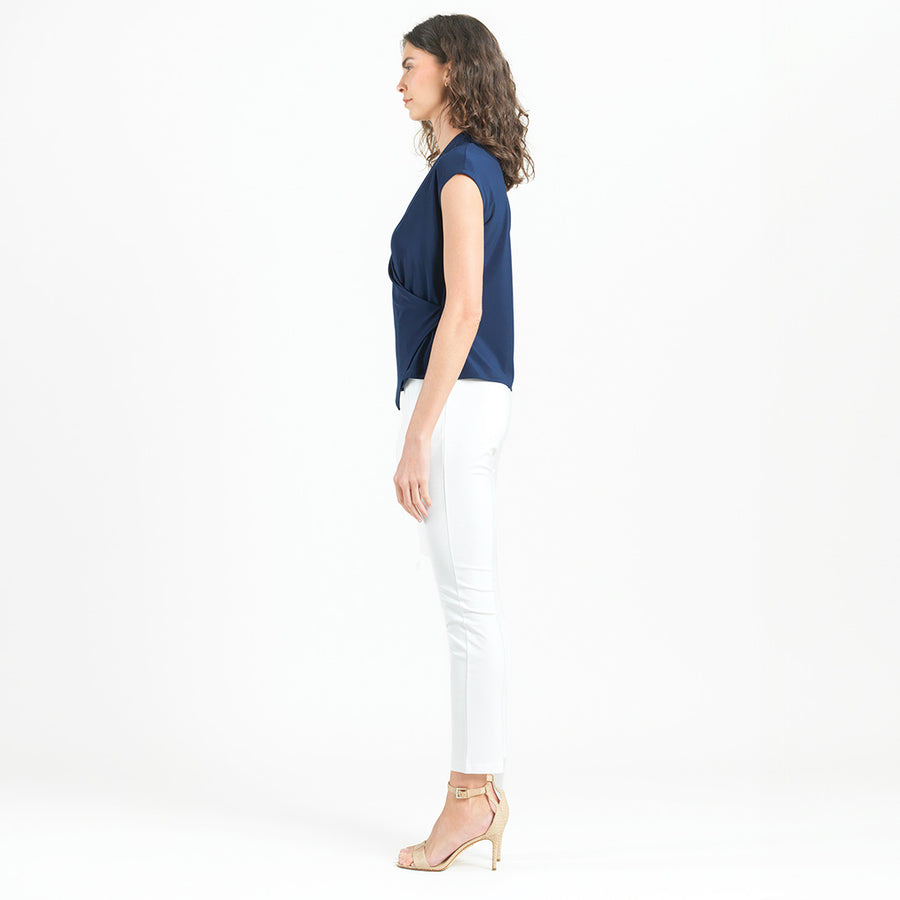 Crossover Faux Wrap Top - Navy