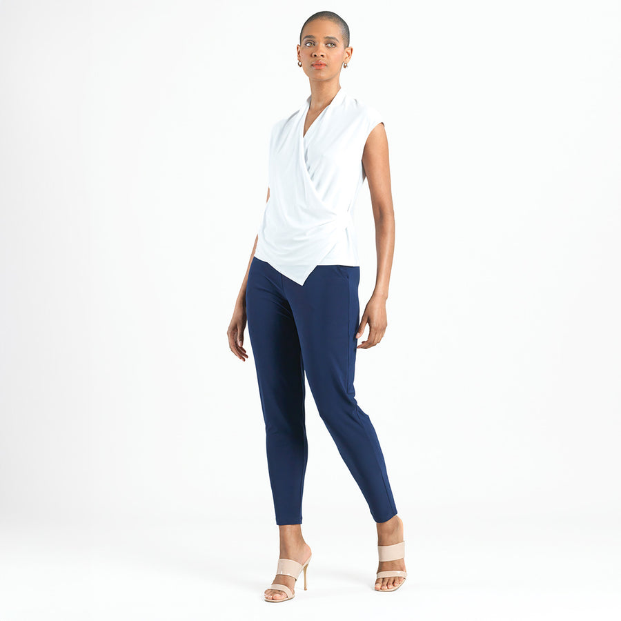 Crossover Faux Wrap Top - White