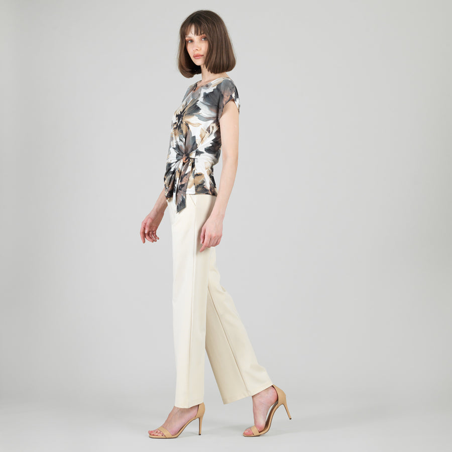 Gauze Knit - Slant Sleeve Side Tie Top - Petal Whisper - Final Sale