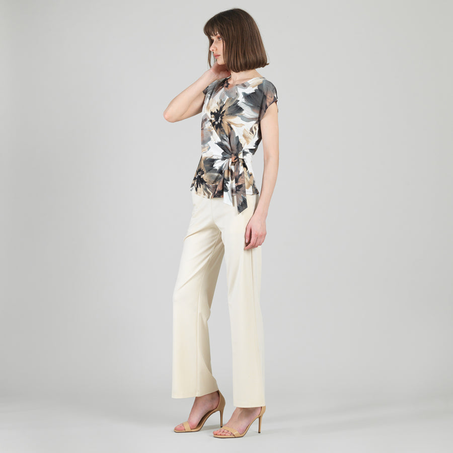 Gauze Knit - Slant Sleeve Side Tie Top - Petal Whisper - Final Sale
