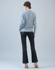 Plush Shimmer - Boat Neck Blouson Sweater - Grey