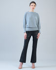 Plush Shimmer - Boat Neck Blouson Sweater - Grey