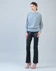 Plush Shimmer - Boat Neck Blouson Sweater - Grey