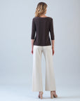 Scoop Neck Half Sleeve Top - Brown
