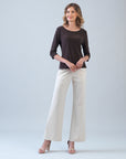 Scoop Neck Half Sleeve Top - Brown