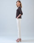 Scoop Neck Half Sleeve Top - Brown