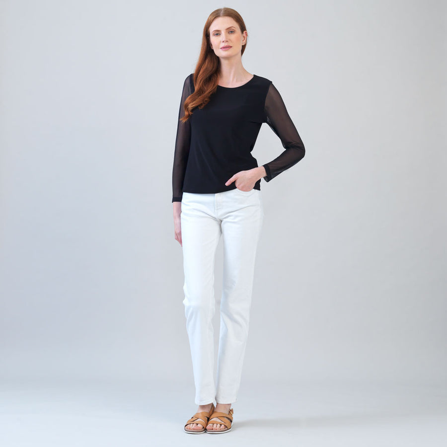 Long Mesh Sleeve Top - Black – Clara Sunwoo
