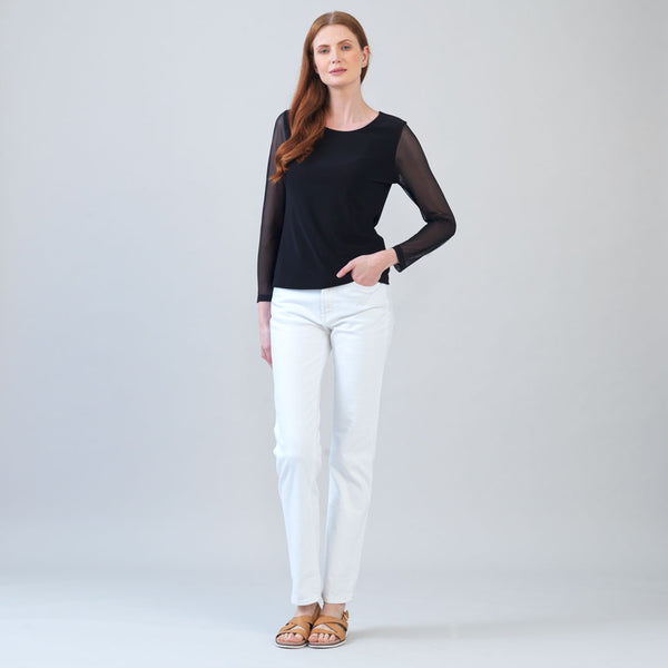 Long Mesh Sleeve Top - Black – Clara Sunwoo