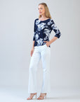 Scoop Neck Half Sleeve Top - Peony Blossom