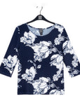 Scoop Neck Half Sleeve Top - Peony Blossom