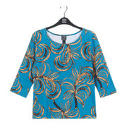 Scoop Neck Half Sleeve Top - Autumn Leaves