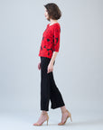Scoop Neck Half Sleeve Top - Rose Floret