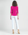 Scoop Neck Half Sleeve Top - Hot Pink