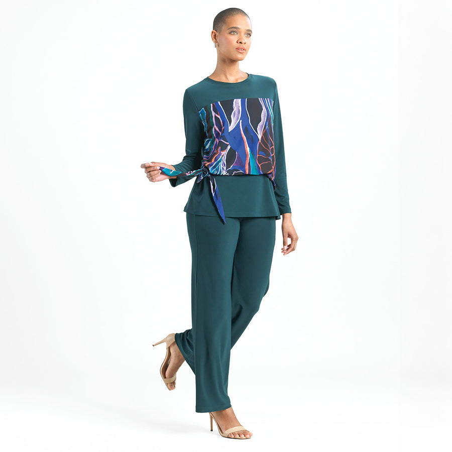 Blouson Overlay Side Tie Detail Top - Petal Sketch - Final Sale!
