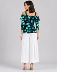 Gauze Knit - Open Shoulder Ruffle Top - Garden Stem - Final Sale!