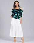 Gauze Knit - Open Shoulder Ruffle Top - Garden Stem - Final Sale!