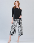 Drop Shoulder Ribbon Sleeve Top - Black - Final Sale