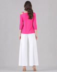 Drop Shoulder Ribbon Sleeve Top - Pink - Final Sale