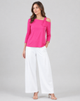 Drop Shoulder Ribbon Sleeve Top - Pink - Final Sale
