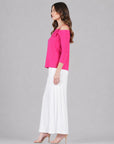 Drop Shoulder Ribbon Sleeve Top - Pink - Final Sale