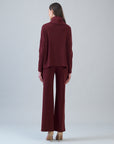 Lounge Knit - Tipped Hem Sweater - Burgundy