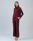Lounge Knit - Tipped Hem Sweater - Burgundy
