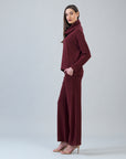 Lounge Knit - Tipped Hem Sweater - Burgundy