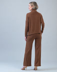 Lounge Knit - Tipped Hem Sweater - Camel