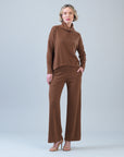 Lounge Knit - Tipped Hem Sweater - Camel