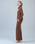 Lounge Knit - Tipped Hem Sweater - Camel