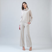 Lounge Knit - Tipped Hem Sweater - Natural