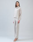 Lounge Knit - Tipped Hem Sweater - Natural