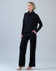 Lounge Knit - Tipped Hem Sweater - Black