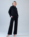 Lounge Knit - Tipped Hem Sweater - Black