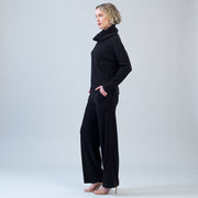 Lounge Knit - Tipped Hem Sweater - Black