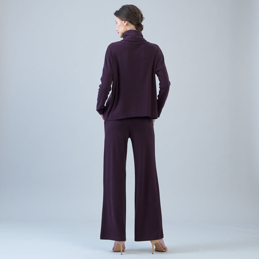 Lounge Knit - Tipped Hem Sweater - Eggplant – Clara Sunwoo