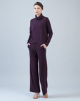 Lounge Knit - Tipped Hem Sweater - Eggplant