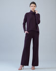 Lounge Knit - Tipped Hem Sweater - Eggplant