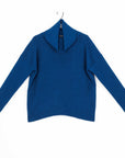 Twill Knit - Tipped Hem Sweater Top - French Blue