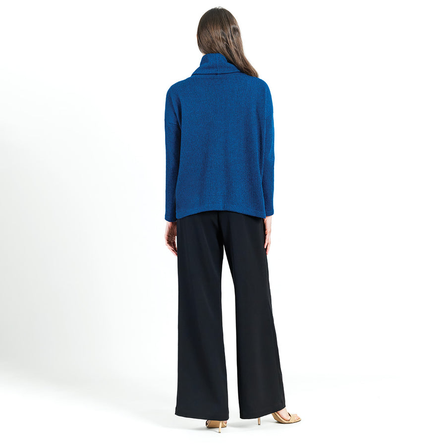 Twill Knit - Tipped Hem Sweater Top - French Blue