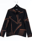 Lightweight Cozy - Tipped Hem Sweater Top - Linear Geo