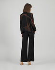 Lightweight Cozy - Tipped Hem Sweater Top - Linear Geo