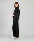 Lightweight Cozy - Tipped Hem Sweater Top - Linear Geo