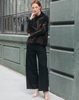 Lightweight Cozy - Tipped Hem Sweater Top - Linear Geo