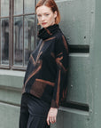 Lightweight Cozy - Tipped Hem Sweater Top - Linear Geo