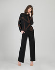 Lightweight Cozy - Tipped Hem Sweater Top - Linear Geo