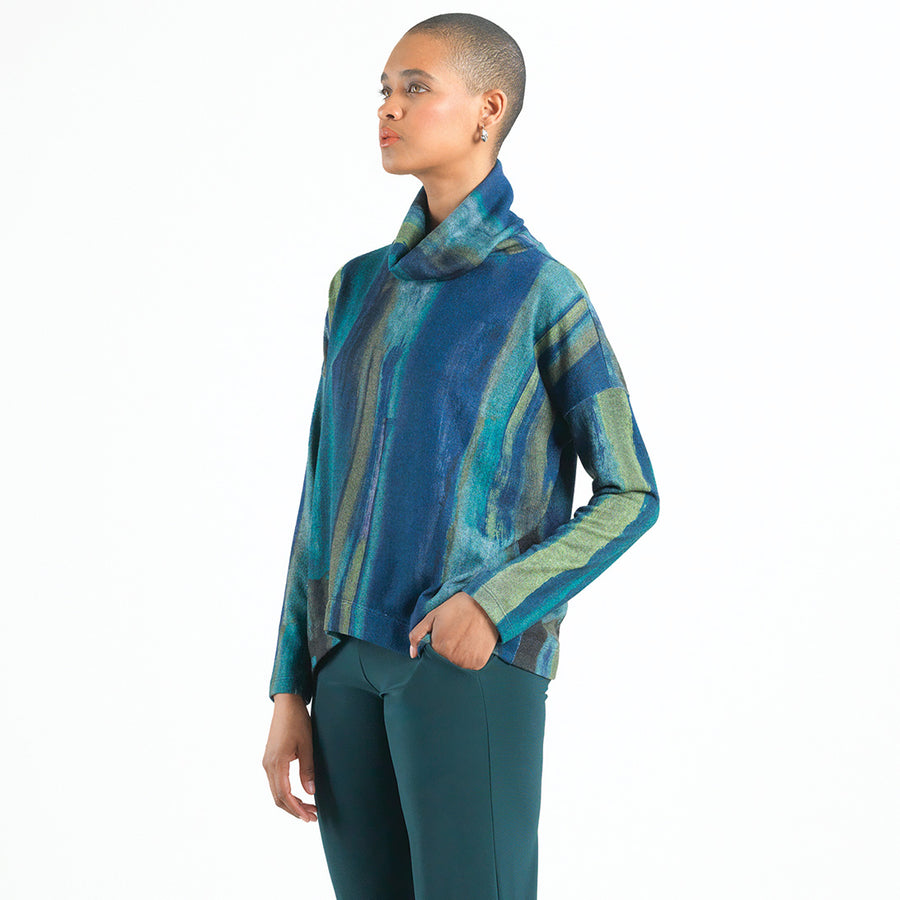 Lightweight Cozy - Tipped Hem Sweater Top - Paint Stroke - Final Sale!