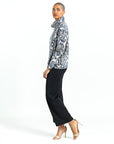 Cozy Texture - Tipped Hem Sweater Top - Python Scale