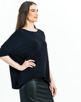 Ultra Cozy - Side Tipped Sweater Top - Black